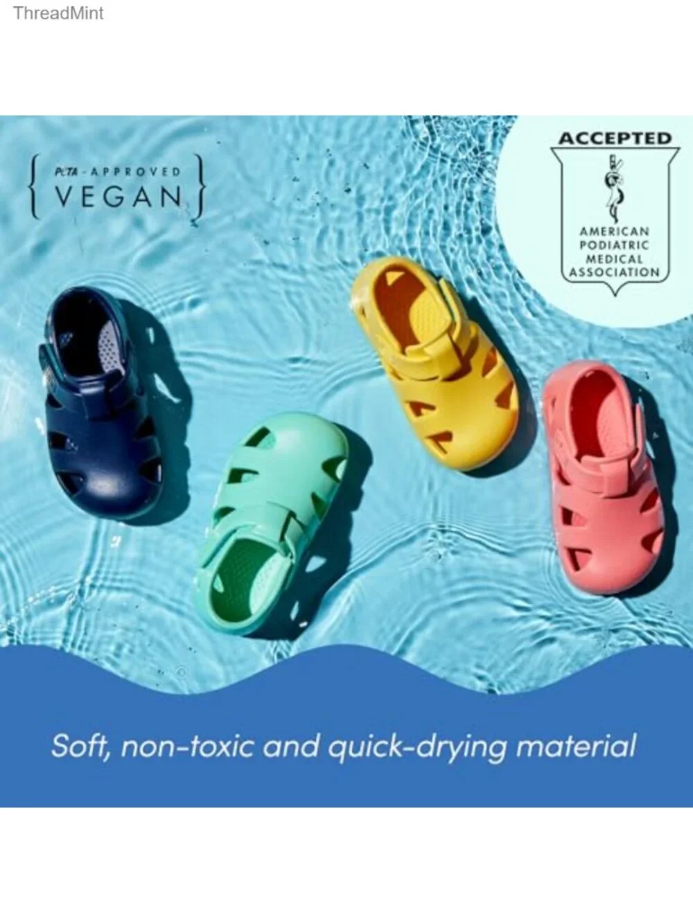 Toddler Water Shoes Splash Sandals APMA Approved Quick Dry